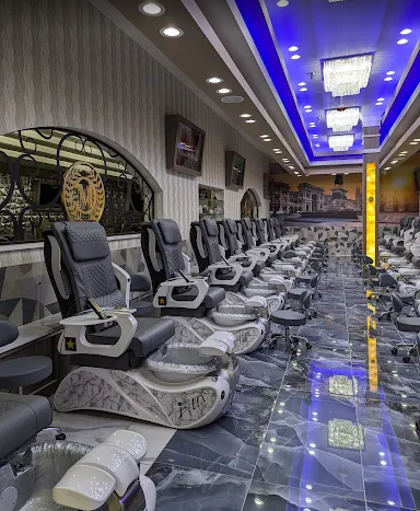 Pedicure spa chairs with LED cove ceiling lighting
